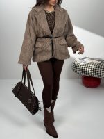 کت خزدار کمربندی کد 120385 - Image 3