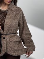 کت خزدار کمربندی کد 120385 - Image 5