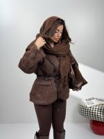 کت خزدار کمربندی کد 120385 - Image 6