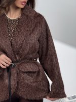 کت خزدار کمربندی کد 120385 - Image 9