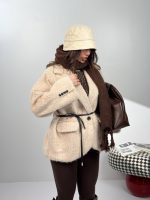 کت خزدار کمربندی کد 120385 - Image 10