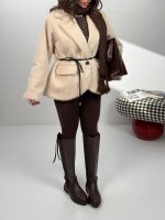 کت خزدار کمربندی کد 120385 - Image 11