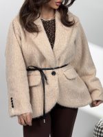 کت خزدار کمربندی کد 120385 - Image 12