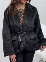 کت خزدار کمربندی کد 120385 - Image 16