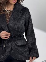 کت خزدار کمربندی کد 120385 - Image 17