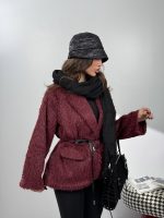 کت خزدار کمربندی کد 120385 - Image 19