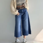 شلوار جین کراپ فول بگ کد 102046