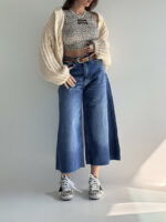 شلوار جین کراپ فول بگ کد 102046