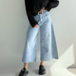 شلوار جین کراپ فول بگ کد 102045