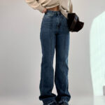 شلوار جین راسته برش دار کد 102041