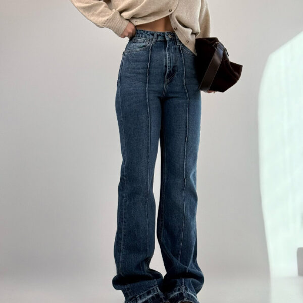 شلوار جین راسته برش دار کد 102041
