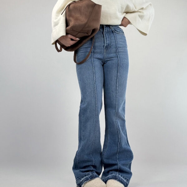 شلوار جین راسته برش دار کد 102042