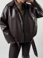 کت چرم سگک دار کد 120388 - Image 16