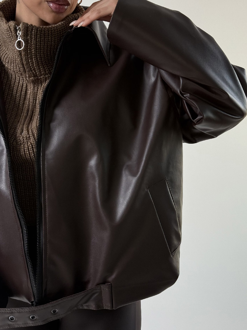 IMG_6564 کت چرم سگک دار کد 120388 - Image 17