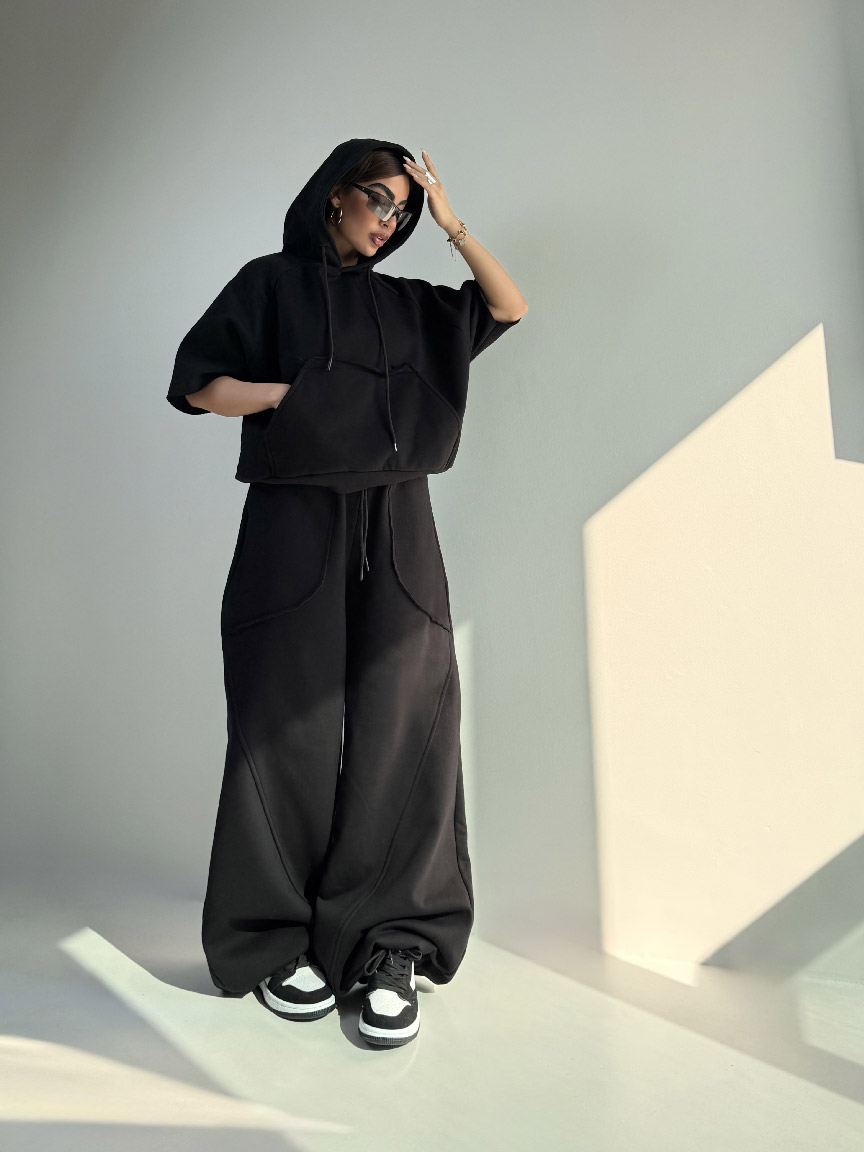 IMG_6985 ست هودی و شلوار آستین برش کد 160845 - Image 5