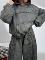 ست هودی و شلوار سنگ شور کد 160849 - Image 2