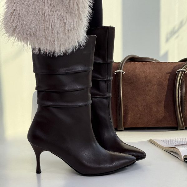 بوت پاشنه بلند چین دار کد 141141