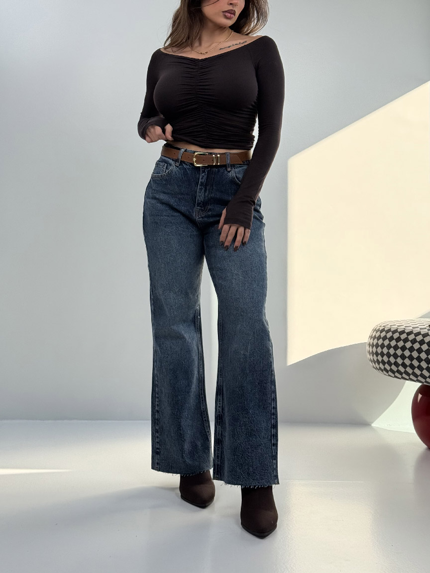 IMG_1488 شلوار جین نیم بگ کد 102095 - Image 1