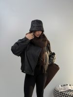 کت چرم زیپ دار کد 120393