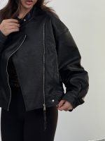 کت چرم زیپ دار کد 120393 - Image 9