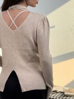 بلوز بافت چاک دار کد 180570