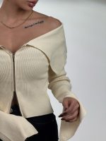 بلوز کشبافت نیم هودی کد 180559 - Image 2