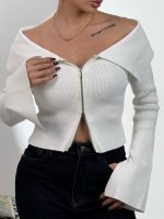 بلوز کشبافت نیم هودی کد 180559 - Image 3