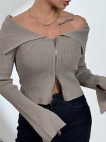 بلوز کشبافت نیم هودی کد 180559 - Image 6