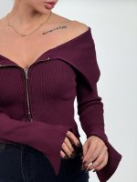 بلوز کشبافت نیم هودی کد 180559 - Image 8