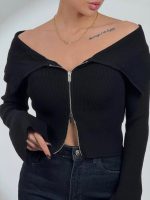 بلوز کشبافت نیم هودی کد 180559 - Image 9