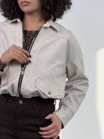 سوییشرت چرم طرح جیب کد 201018 - Image 3