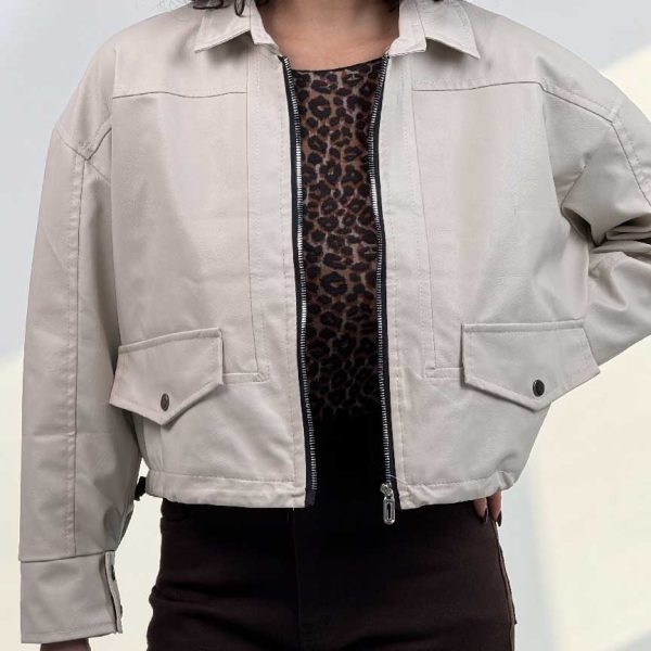 سوییشرت چرم طرح جیب کد 201018