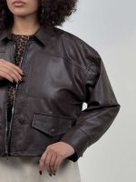 سوییشرت چرم طرح جیب کد 201018 - Image 10