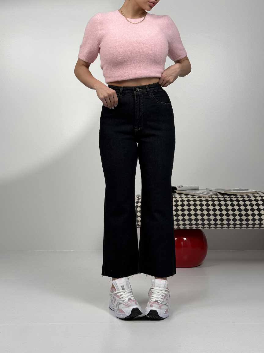 IMG_5085 شلوار جین واید کراپ کد 102118 - Image 1