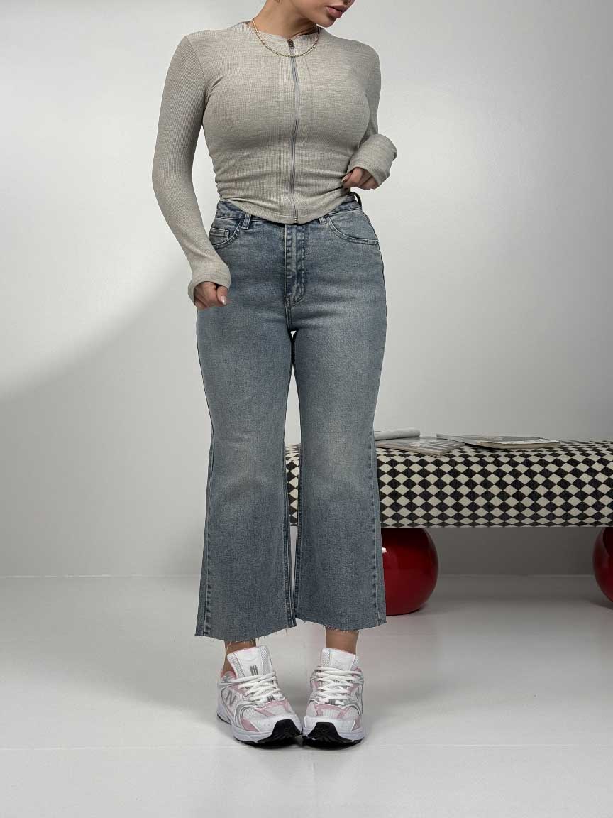 IMG_5103 شلوار جین واید کراپ کد 102122 - Image 1