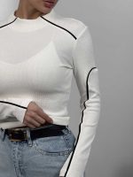 کراپ آستین بلند نواردار کد 180575 - Image 4