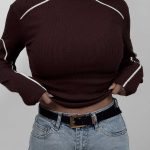 کراپ آستین بلند نواردار کد 180575