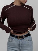 کراپ آستین بلند نواردار کد 180575