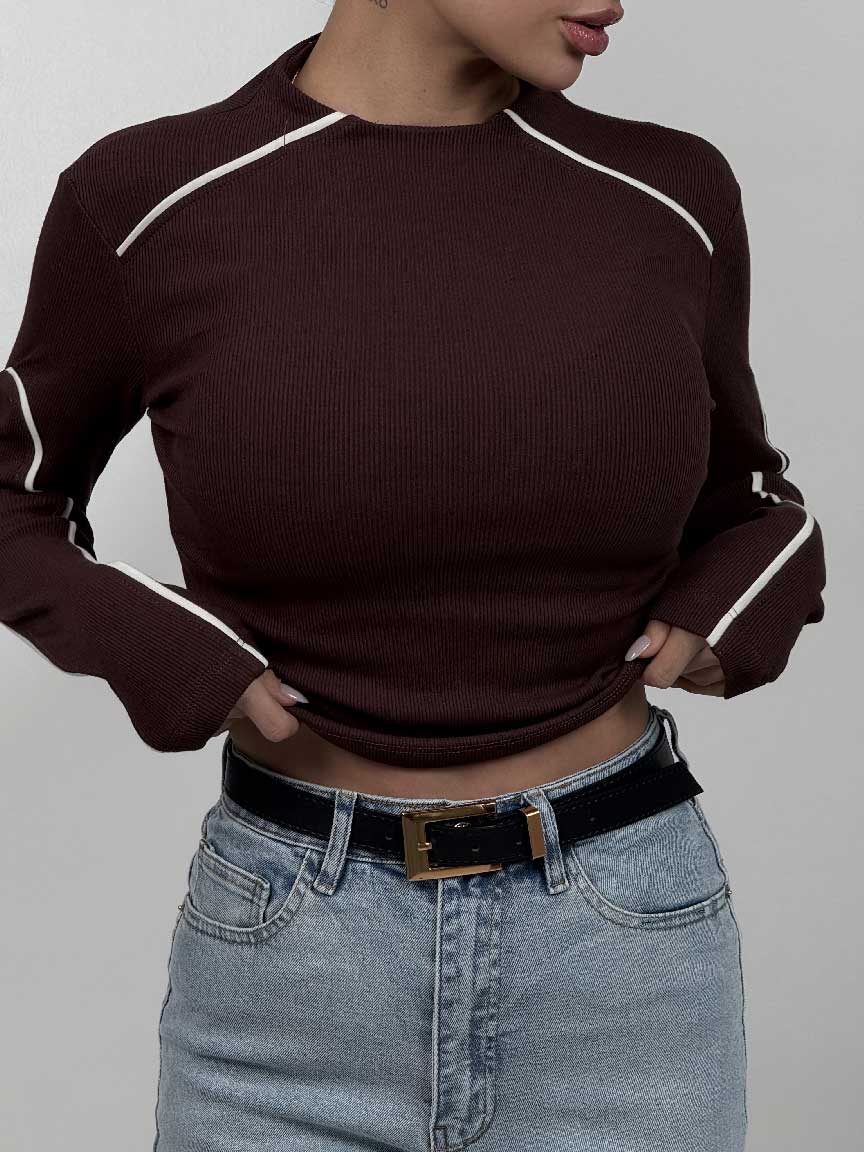 IMG_5212 کراپ آستین بلند نواردار کد 180575 - Image 1