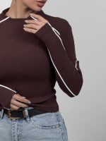 کراپ آستین بلند نواردار کد 180575 - Image 2