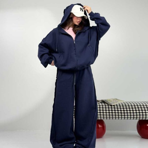 ست سوییشرت و شلوار کثیف دوزی کد 160870