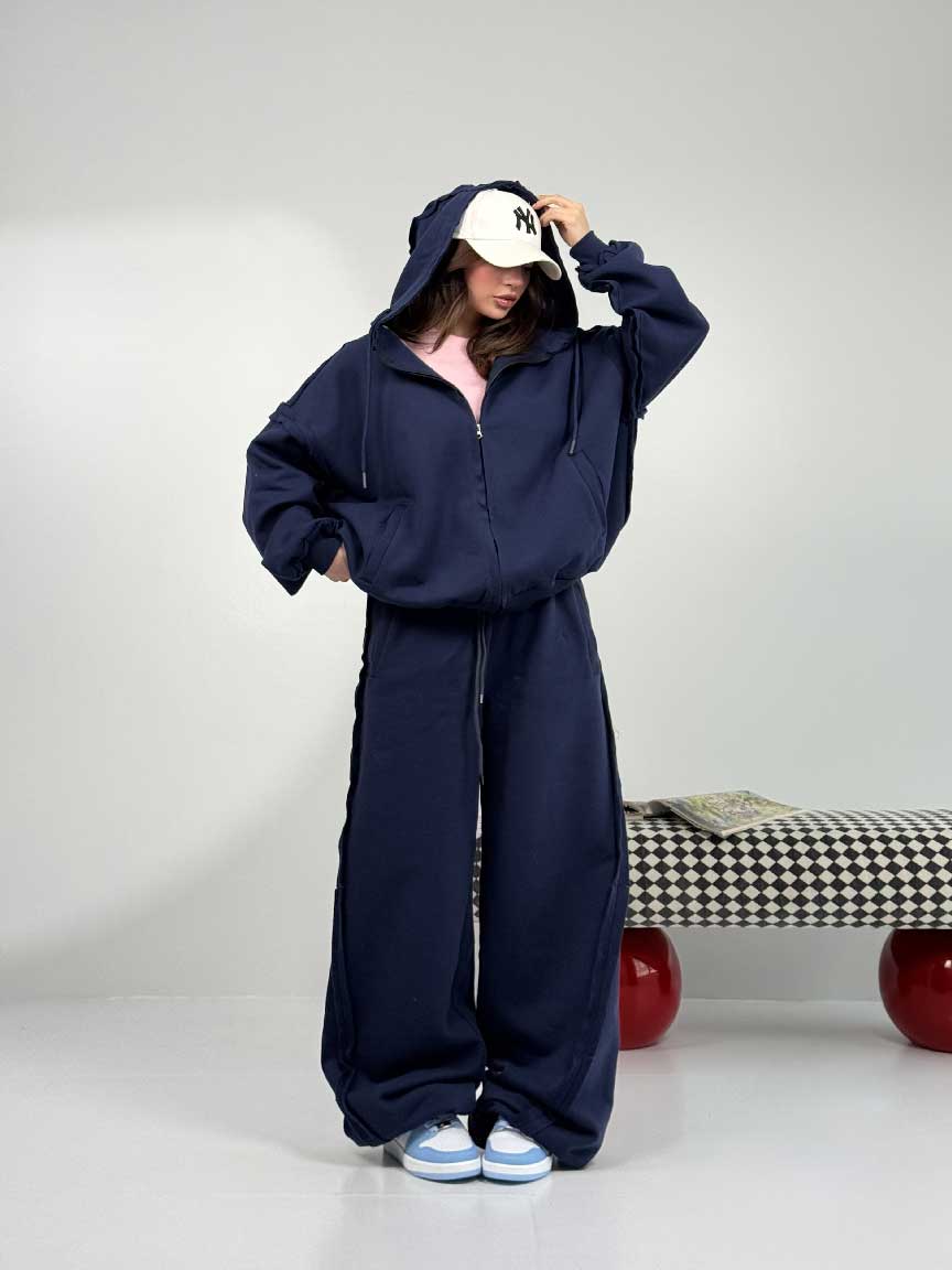 IMG_5292 ست سوییشرت و شلوار کثیف دوزی کد 160870 - Image 1