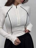 بلوز نیم زیپ نواردار کد 180577 - Image 4