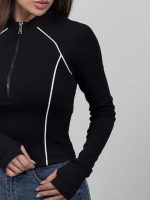 بلوز نیم زیپ نواردار کد 180577 - Image 6