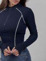 بلوز نیم زیپ نواردار کد 180577 - Image 8