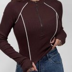 بلوز نیم زیپ نواردار کد 180577