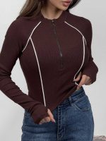 بلوز نیم زیپ نواردار کد 180577