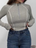 بلوز نیم زیپ نواردار کد 180577 - Image 9
