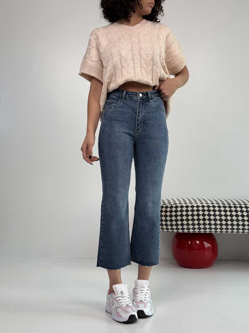 IMG_5747 شلوار جین واید کراپ کد 102123 - Image 1