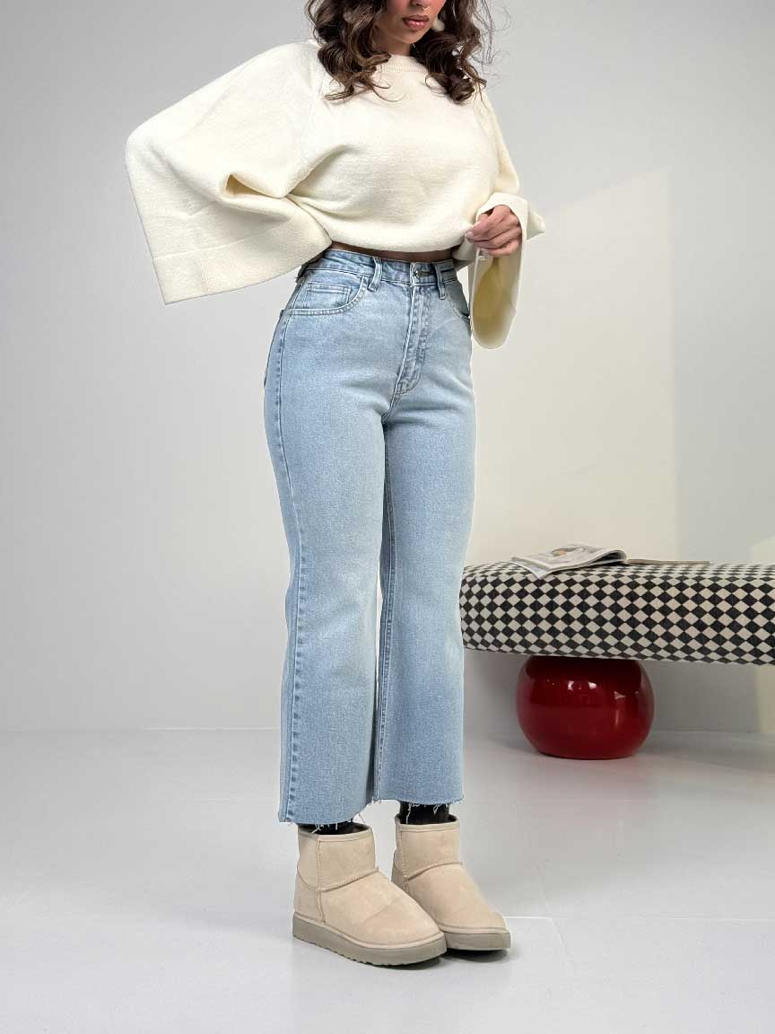 IMG_5903 شلوار جین واید کراپ کد 102119 - Image 1